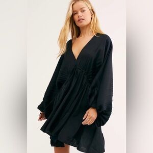 Free People Arzel Mini Dress, Black, Size Large